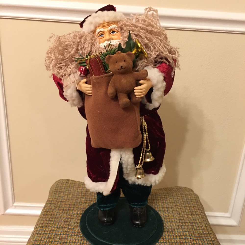 Velvet Vintage Christmas Santa Figurine